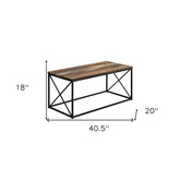 41" Brown Rectangular Coffee Table