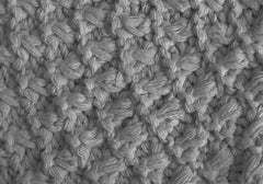 12" Gray Cotton Blend And Natural Round Ottoman