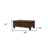 48" Oak Solid And Manufactured Wood And Metal Coffee Table