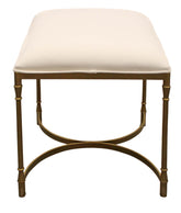 21" Ivory And Brass Iron Backless Bar Chair