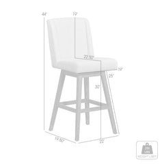 30" Taupe And Gray Solid Wood Swivel Bar Chair