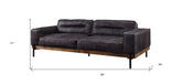 96" Antique Ebony Black Top Grain Leather Sofa