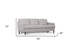 83" Pearl Gray Leather And Black Sofa