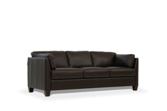 81" Chocolate Leather And Black Sofa