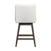26" Pearl And Gray Solid Wood Swivel Bar Height Bar Chair