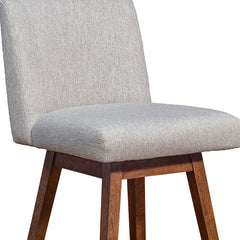 26" Taupe And Brown Solid Wood Swivel Bar Height Bar Chair