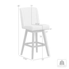 26" Mocha And Gray Solid Wood Swivel Bar Chair