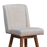 30" Taupe And Brown Solid Wood Swivel Bar Chair