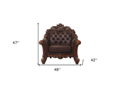 48" Dark Brown Faux Leather Tufted Club Chair