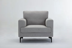 41" Light Gray And Black Linen Arm Chair