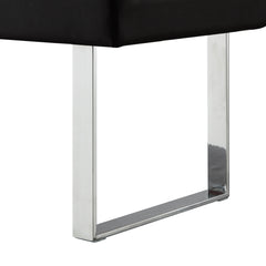 48" Black and Silver Upholstered Faux Leather Bench