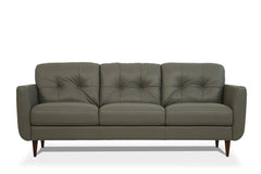 83" Green Leather And Black Sofa