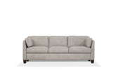 81" Dusty White Leather And Black Sofa