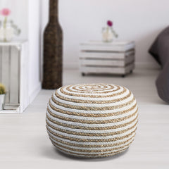 20" White Jute Ottoman
