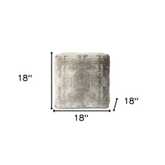 18" Gray Polyester Blend Ottoman