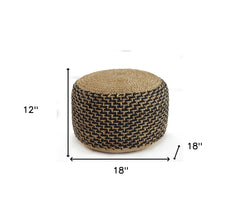 18" Tan Jute Ottoman