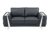 72" Dark Gray And Silver Genuine Leather Loveseat