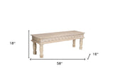 58" White Distressed Solid Wood Dining bench