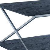 51" Black And Silver Stainless Steel Coffee Table With Shelf