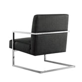 27" Charcoal And Silver Faux leather Arm Chair