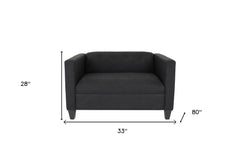 80" Black And Dark Brown Polyester Blend Loveseat