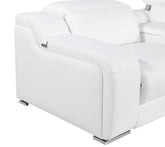 White Italian Leather Power Reclining Curved Eight Piece Corner Sectional With Console