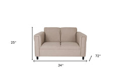 54" Deep Taupe And Black Polyester Blend Loveseat