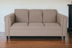 72" Beige And Black Polyester Sofa