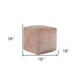 18" Beige Chenille Cube Pouf Ottoman