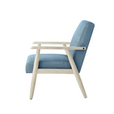 30" Light Blue And Cream Linen Arm Chair