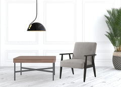 30" Gray And Black Linen Arm Chair