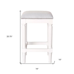27" Gray And Antiqued White Solid Wood Backless Counter Height Bar Chair