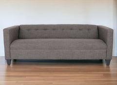 80" Charcoal Polyester And Dark Brown Sofa