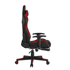 28" Red And Black Faux Leather Swivel Arm Chair