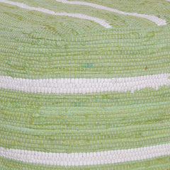 18" Green Cotton Cube Striped Pouf Ottoman