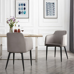 Set Of Two 23" Gray And Black Microfiber Arm Chairs