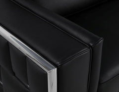 89" Black And Silver Italian Leather Sofa