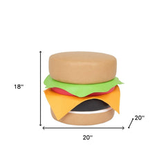 20" Brown Faux Leather Cheeseburger Novelty Ottoman