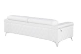 Two Piece Indoor White Italian Leather Five Person Seating Set