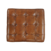 14" Brown Faux leather Footstool Ottoman