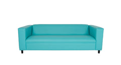 84" Teal Blue Faux Leather And Black Sofa