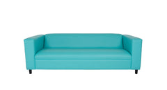 84" Teal Blue Faux Leather And Black Sofa