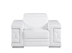 47" White and Silver Genuine Leather Lounge Chair