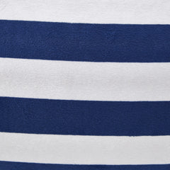 32" Blue and White Microfiber Round Striped Pouf Cover