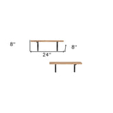 24" Two Shelves Solid Wood Wall Mounted Shelving Unit