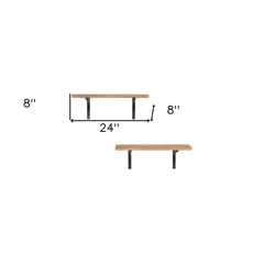 24" Two Shelves Solid Wood Wall Mounted Shelving Unit