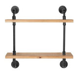 24" Two Shelves Solid Wood Wall Mounted Shelving Unit