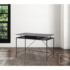 43" Gray and Black Writing Desk