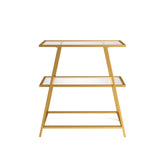 36" Gold Metal And Glass Three Tier Etagere Bookcase