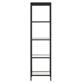 70" Black Metal and Glass Four Tier Bookcase